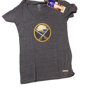 Jack Eichel 15 Buffalo Sabres Hockey Team CCM Women's V-Neck T-Shirt Navy Sz L